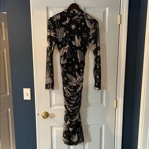 NWT FARM Rio Black and White Cerrado Sky Tulle Dress